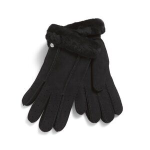 UGG Black Shearling Sheepskin Classic Perforated Two Point Gloves
